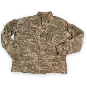 US Army ACU Jacket‎ Mens Large Tan Digital Camo Zip Up Ripstop Coat Combat